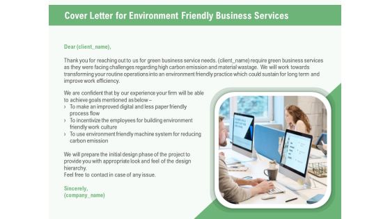 Green Business Cover Letter For Environment Friendly Business Services Ppt Infographic Template Shapes PDF Green Business Cover Letter For Environment Friendly Business Services Ppt Infographic Template Shapes PDF