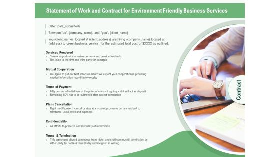 Green Business Statement Of Work And Contract For Environment Friendly Business Services Ppt File Objects PDF Green Business Statement Of Work And Contract For Environment Friendly Business Services Ppt File Objects PDF