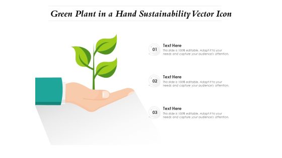 Green Plant In A Hand Sustainability Vector Icon Ppt PowerPoint Presentation File Sample PDF