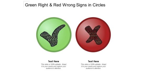 Green Right And Red Wrong Signs In Circles Ppt PowerPoint Presentation Model Mockup
