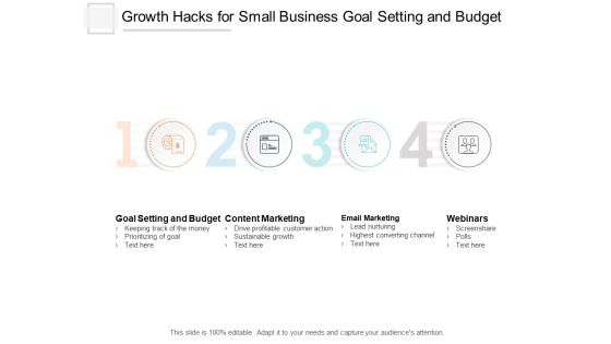 Growth Hacks For Small Business Goal Setting And Budget Ppt PowerPoint Presentation Icon Design Templates