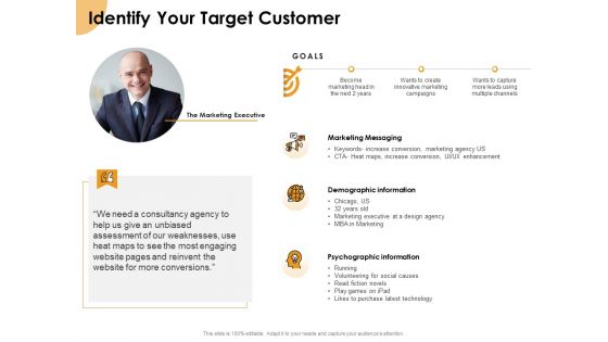 Growth Strategy And Growth Management Implementation Identify Your Target Customer Ppt Portfolio Slides PDF Growth Strategy And Growth Management Implementation Identify Your Target Customer Ppt Portfolio Slides PDF