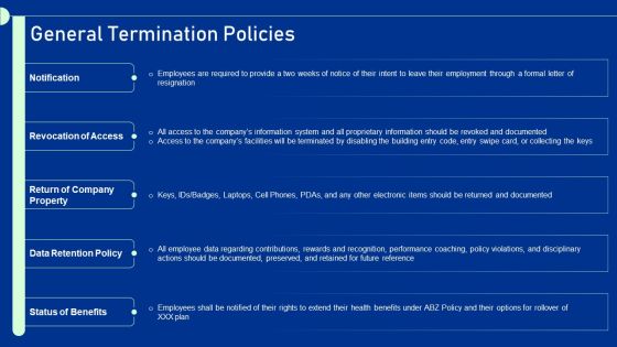 Guide For Staff Termination Policy General Termination Policies Slides PDF