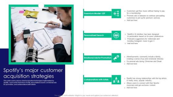 Guide To Business Customer Acquisition Spotifys Major Customer Acquisition Strategies Guidelines PDF