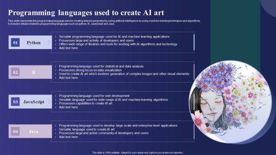 Guide To Use Chatgpt Prompts For AI Art Generation Programming Languages Used To Create AI Art Graphics PDF