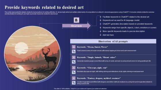 Guide To Use Chatgpt Prompts For AI Art Generation Provide Keywords Related To Desired Art Mockup PDF