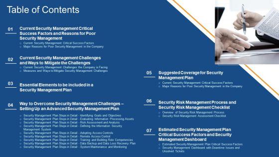 Guidelines To Create An Advanced Security Management Plan Table Of Contents Pictures PDF Guidelines To Create An Advanced Security Management Plan Table Of Contents Pictures PDF