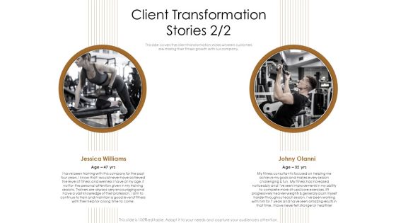 Gym Consultant Client Transformation Stories Demonstration PDF