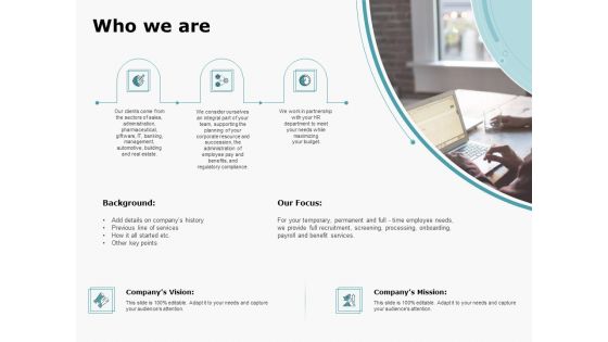 HR Outsourcing Service Proposal Who We Are Ppt Infographic Template Mockup PDF HR Outsourcing Service Proposal Who We Are Ppt Infographic Template Mockup PDF