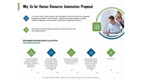 HR Process Automation Why Us For Human Resource Automation Proposal Demonstration PDF
