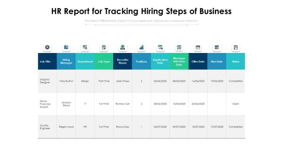 HR Report For Tracking Hiring Steps Of Business Ppt PowerPoint Presentation Gallery Information PDF HR Report For Tracking Hiring Steps Of Business Ppt PowerPoint Presentation Gallery Information PDF