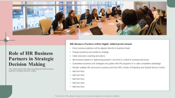 HR Service Excellence Framework Role Of HR Business Partners In Strategic Decision Making Topics PDF