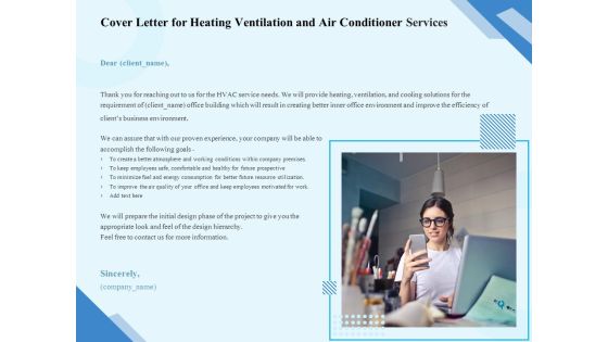 HVAC Cover Letter For Heating Ventilation And Air Conditioner Services Ppt Infographics PDF