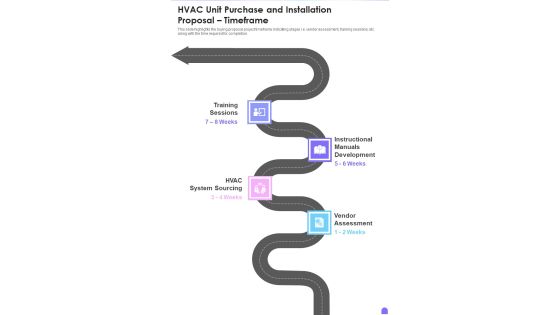 HVAC Unit Purchase And Installation Proposal Timeframe One Pager Sample Example Document HVAC Unit Purchase And Installation Proposal Timeframe One Pager Sample Example Document