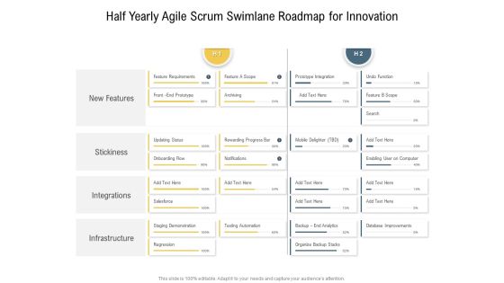 Half Yearly Agile Scrum Swimlane Roadmap For Innovation Formats