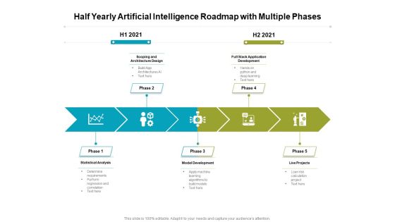 Half Yearly Artificial Intelligence Roadmap With Multiple Phases Icons