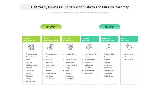 Half Yearly Business Future Vision Viability And Mission Roadmap Introduction Half Yearly Business Future Vision Viability And Mission Roadmap Introduction
