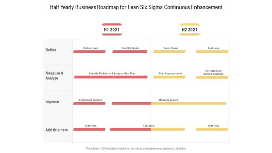 Half Yearly Business Roadmap For Lean Six Sigma Continuous Enhancement Portrait