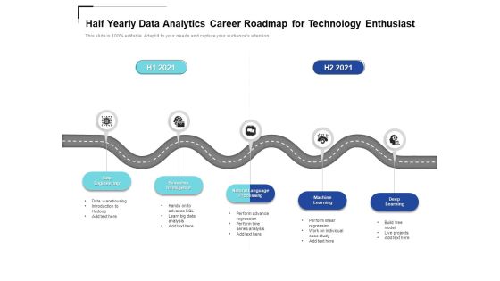 Half Yearly Data Analytics Career Roadmap For Technology Enthusiast Slides Half Yearly Data Analytics Career Roadmap For Technology Enthusiast Slides