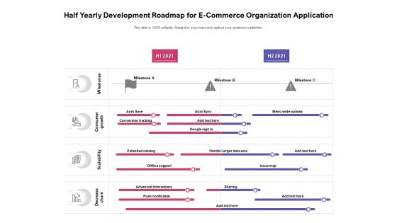 Half Yearly Development Roadmap For E Commerce Organization Application Introduction Half Yearly Development Roadmap For E Commerce Organization Application Introduction