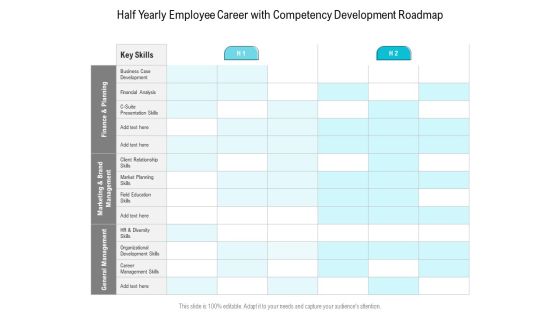 Half Yearly Employee Career With Competency Development Roadmap Designs