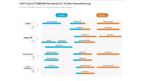 Half Yearly Features Roadmap For Product Manufacturing Elements Half Yearly Features Roadmap For Product Manufacturing Elements