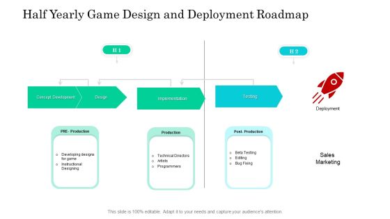 Half Yearly Game Design And Deployment Roadmap Infographics Half Yearly Game Design And Deployment Roadmap Infographics