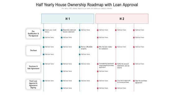 Half Yearly House Ownership Roadmap With Loan Approval Themes Half Yearly House Ownership Roadmap With Loan Approval Themes