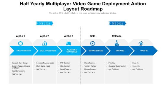 Half Yearly Multiplayer Video Game Deployment Action Layout Roadmap Mockup Half Yearly Multiplayer Video Game Deployment Action Layout Roadmap Mockup