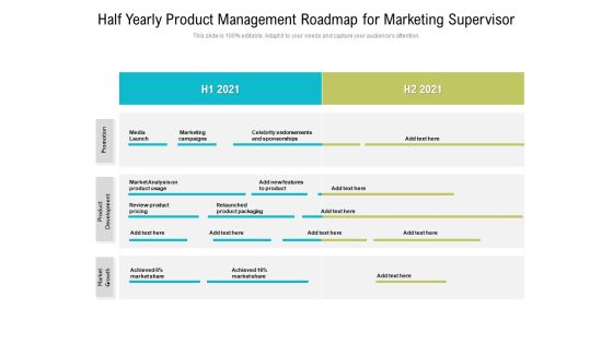 Half Yearly Product Management Roadmap For Marketing Supervisor Guidelines