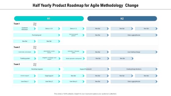 Half Yearly Product Roadmap For Agile Methodology Change Professional Half Yearly Product Roadmap For Agile Methodology Change Professional