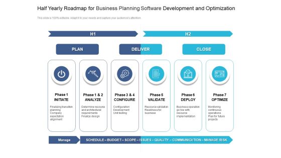 Half Yearly Roadmap For Business Planning Software Development And Optimization Inspiration Half Yearly Roadmap For Business Planning Software Development And Optimization Inspiration