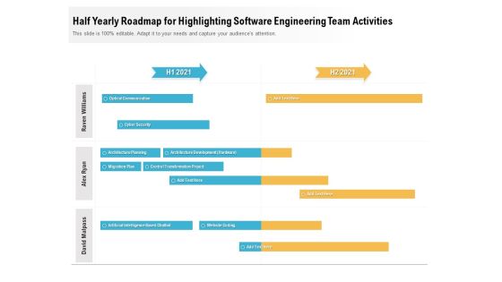 Half Yearly Roadmap For Highlighting Software Engineering Team Activities Icons Half Yearly Roadmap For Highlighting Software Engineering Team Activities Icons