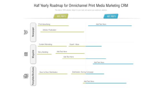 Half Yearly Roadmap For Omnichannel Print Media Marketing CRM Designs