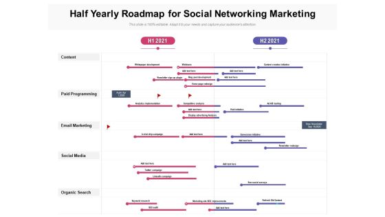 Half Yearly Roadmap For Social Networking Marketing Demonstration