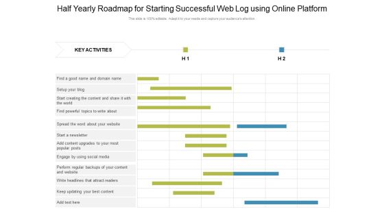 Half Yearly Roadmap For Starting Successful Web Log Using Online Platform Graphics
