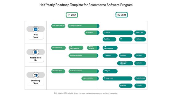 Half Yearly Roadmap Template For Ecommerce Software Program Template
