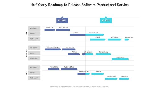 Half Yearly Roadmap To Release Software Product And Service Mockup