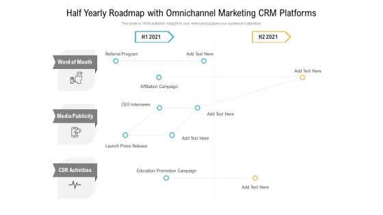 Half Yearly Roadmap With Omnichannel Marketing CRM Platforms Introduction Half Yearly Roadmap With Omnichannel Marketing CRM Platforms Introduction