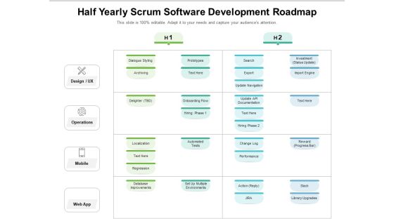 Half Yearly Scrum Software Development Roadmap Summary