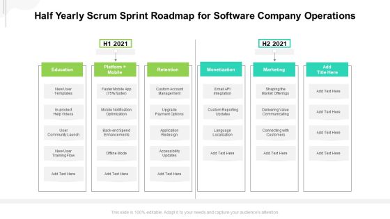Half Yearly Scrum Sprint Roadmap For Software Company Operations Slides Half Yearly Scrum Sprint Roadmap For Software Company Operations Slides