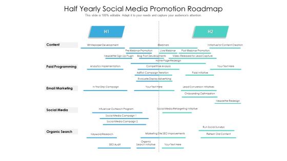 Half Yearly Social Media Promotion Roadmap Clipart