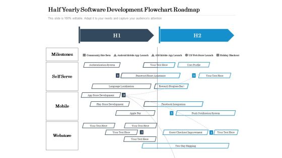Half Yearly Software Development Flowchart Roadmap Background Half Yearly Software Development Flowchart Roadmap Background