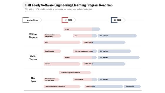 Half Yearly Software Engineering Elearning Program Roadmap Icons Half Yearly Software Engineering Elearning Program Roadmap Icons