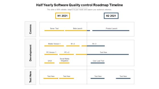 Half Yearly Software Quality Control Roadmap Timeline Elements
