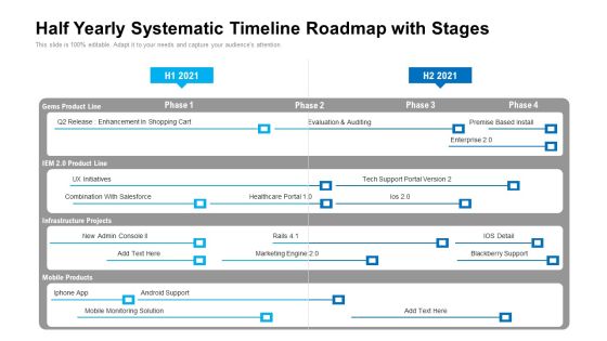 Half Yearly Systematic Timeline Roadmap With Stages Ideas