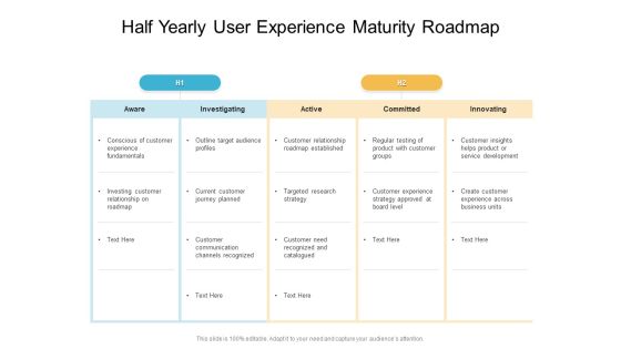 Half Yearly User Experience Maturity Roadmap Brochure Half Yearly User Experience Maturity Roadmap Brochure