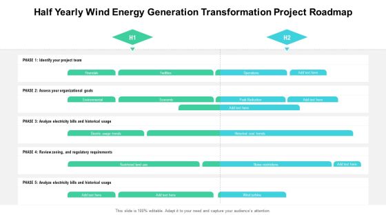 Half Yearly Wind Energy Generation Transformation Project Roadmap Icons Half Yearly Wind Energy Generation Transformation Project Roadmap Icons