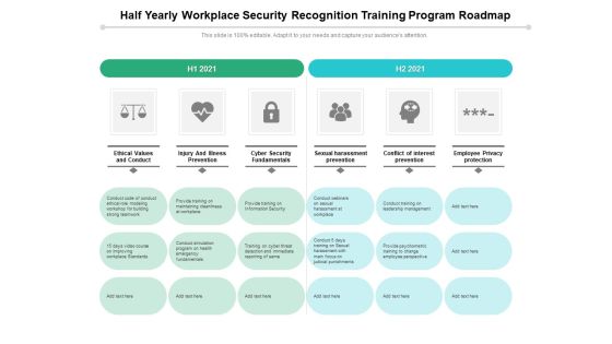 Half Yearly Workplace Security Recognition Training Program Roadmap Elements Half Yearly Workplace Security Recognition Training Program Roadmap Elements