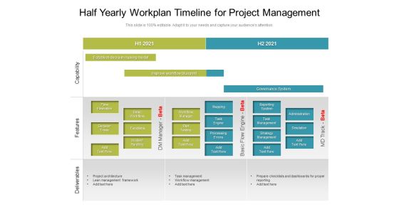 Half Yearly Workplan Timeline For Project Management Portrait Half Yearly Workplan Timeline For Project Management Portrait